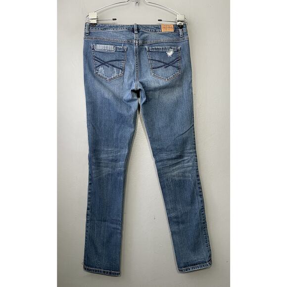 Aeropostale Bayla Skinny Jeans Size 6 Blue Distressed Patchwork Denim Low Rise - Picture 3 of 12